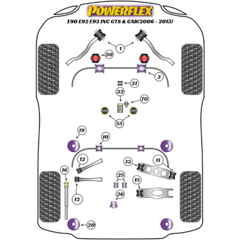 55513 - Powerflex Auspuffhalter passend für BMW E9x inkl. M3 Z4 E85 E86 EXH033_2 Auspuffhalter passend für bmw